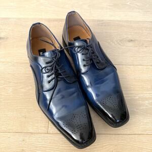 Blue Ombré Shoes Men Oxford Pointed Toe Blue brogues Wedding Formal Sz 10